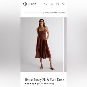 Quince Tencel Jersey Fit & Flare Dress in Brown size S